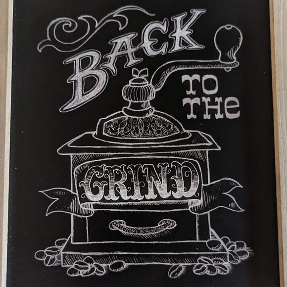 NWT Coffee 'Back to Grind' Chalkboard Grinder Farmhouse Home Wall Decor Ashland - Picture 2 of 4